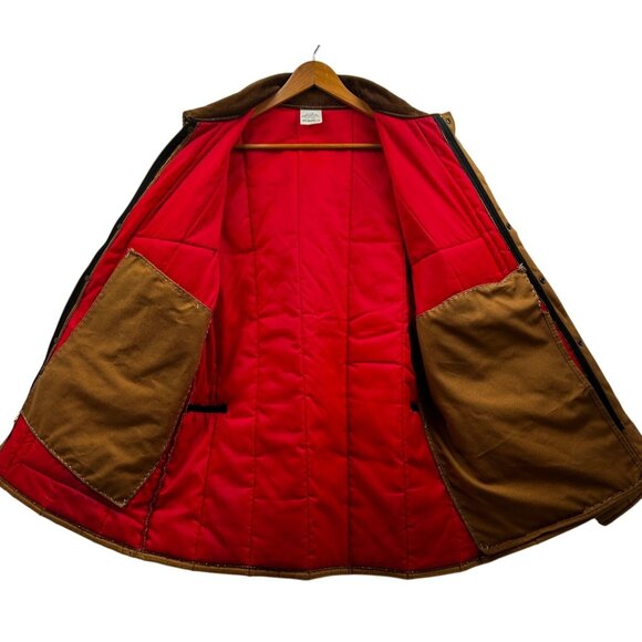 Vtg Walls Blizzard-Pruf Quilted Barn Coat Mens L Brown Corduroy Collar Workwear - Picture 2 of 16